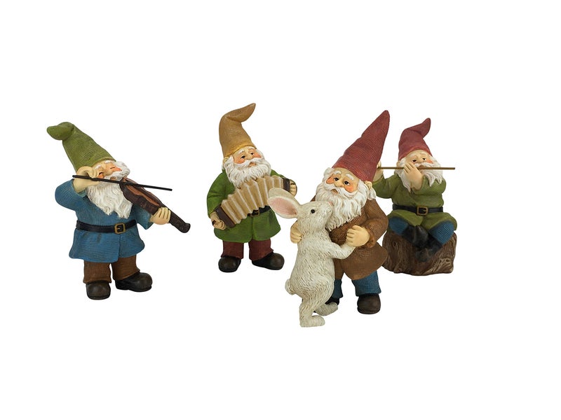 GlitZGlam Happy Gnomes Dancing Celebration! - 4- Piece Musical Garden Gnome Set for The Miniature Fairy Garden - Image 1